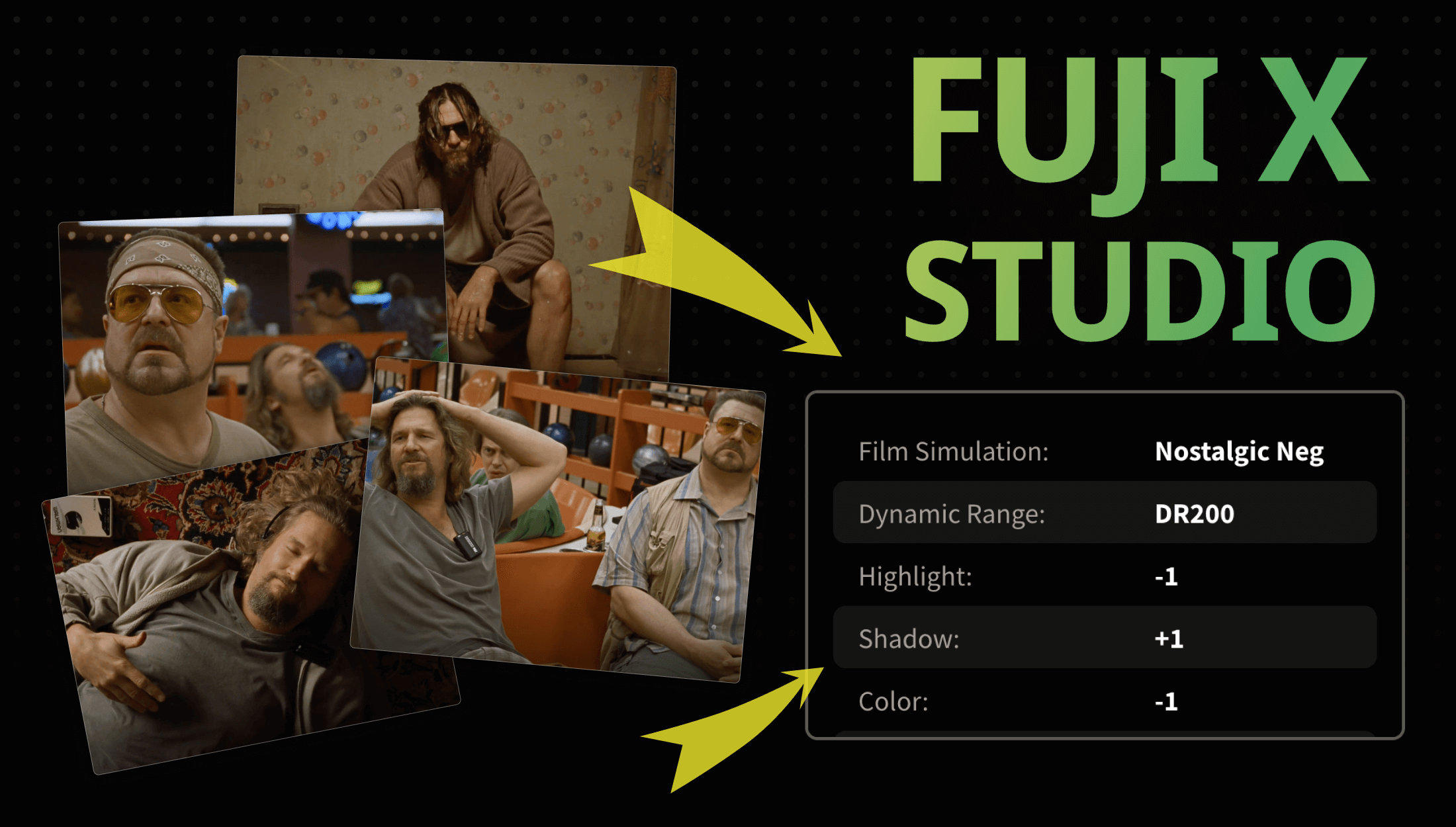 Fuji X Studio workflow in a nutshell, featuring screenshots from “The Big Lebowski” — © 1998 PolyGram Filmed Entertainment/Working Title Films